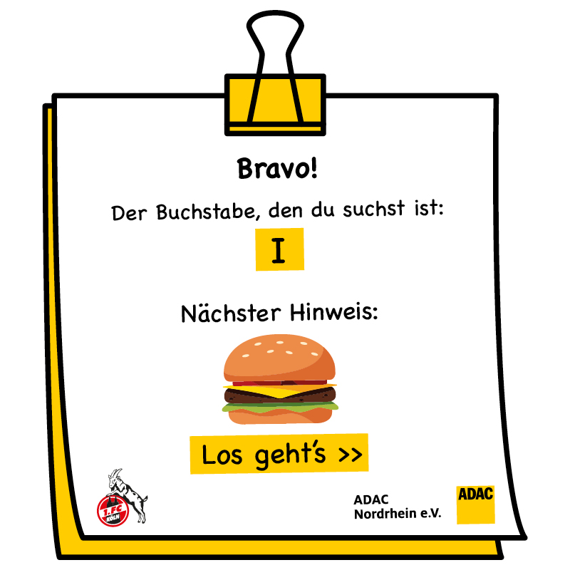 Bravo!-Notiz mit "I", Hamburger-Symbol, Uhr, Logos. Gelbe und schwarze Farben.