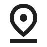 Standortsymbol in Schwarz mit runden Formen und einem Punkt in der Mitte.